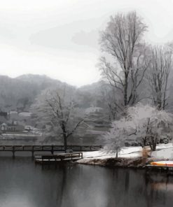 Lake Junaluska In Winter paint by number