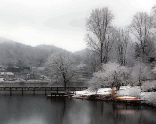 Lake Junaluska In Winter paint by number