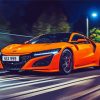 Luxury Orange Honda Car paint by number