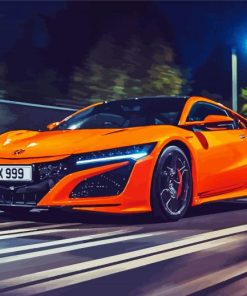 Luxury Orange Honda Car paint by number