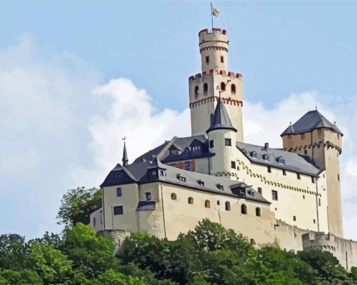 Marksburg Rhine Castles paint by number