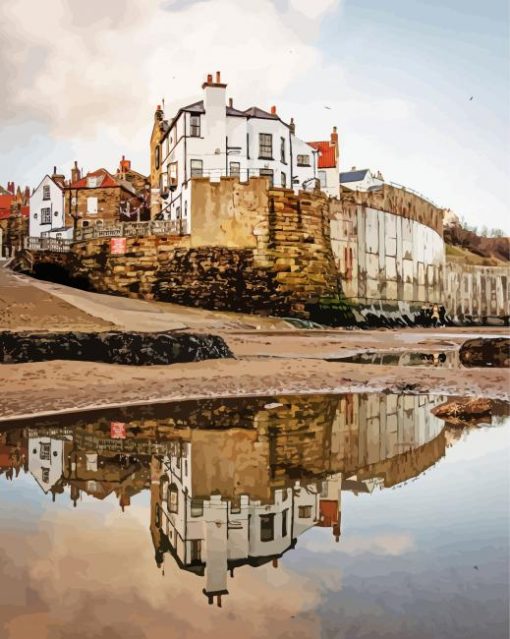 Robin Hoods Bay Building Reflection paint by number