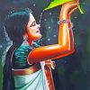 South Indian Lady With Leaf paint by number