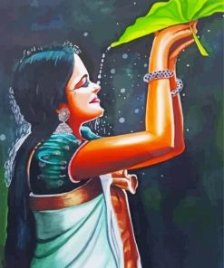 South Indian Lady With Leaf paint by number