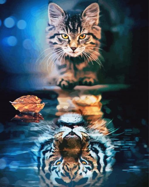 The Cat Tiger Reflection paint by number