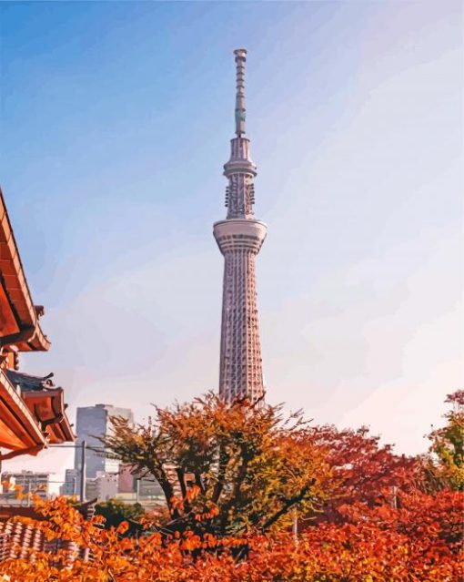 Tokyo Skytree paint by number