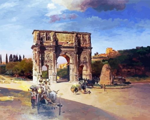 Triumphal Arch In Rome Andreas Achenbach paint by number