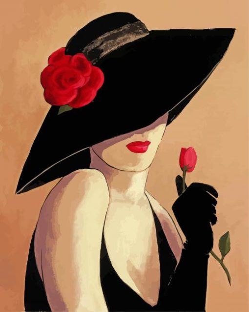 Aesthetic Lady In Flirty Hat paint by number