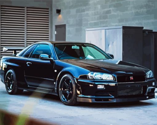 Black Nissan Skyline paint by number