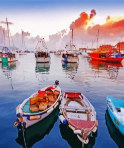 Boats In Santa Margherita paint by number