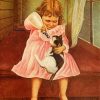 Cute Little Girl And Kitten paint by number