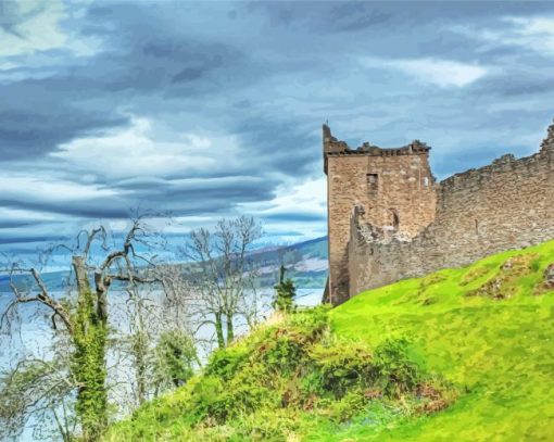 Urquhart Castle By Lake paint by number