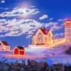 Nubble Lighthouse Christmas Lights paint by number