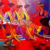 Abstract Indian Women Singing And Dancing paint by number