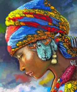 Abstract Lady With African Headdress paint by number