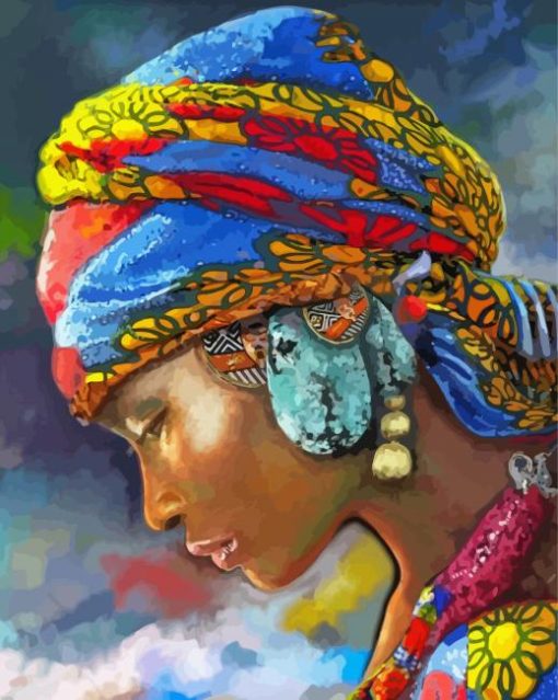 Abstract Lady With African Headdress paint by number