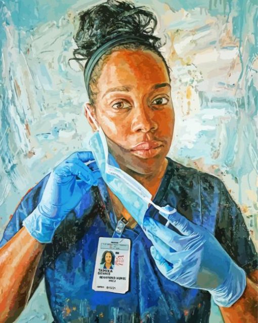 Aesthetic African American Nurse Art paint by number