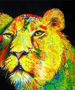 Aesthetic Colorful Lioness paint by number