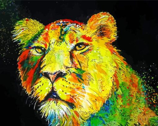 Aesthetic Colorful Lioness paint by number