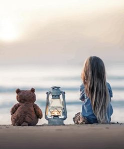 Beach Lantern And Girl paint by number