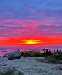 Beautiful Sunset In Acadia Mountain paint by number