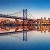 Benjamin Franklin Bridge Water Reflection paint by number