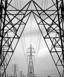 Black And White Powerlines paint by number