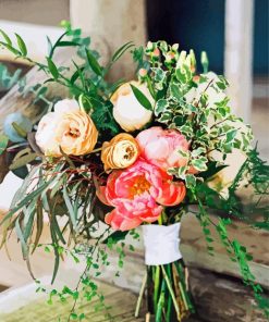 Blooming Rustic Flowers Bouquet paint by number