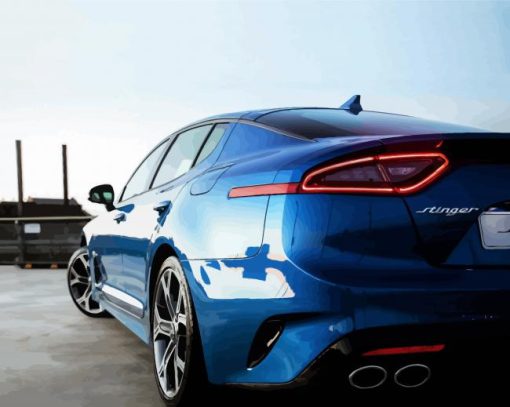 Blue Kia Stinger paint by number