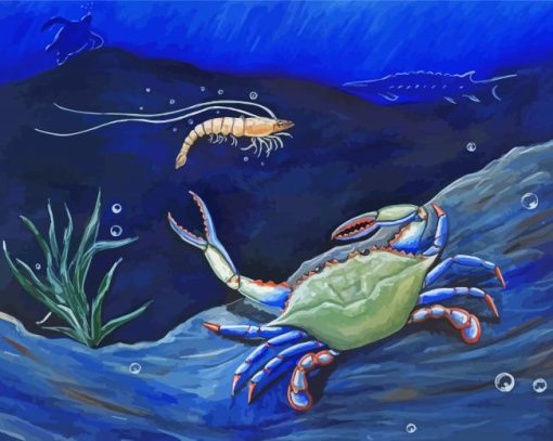 Blue Crab Under Sea paint by number