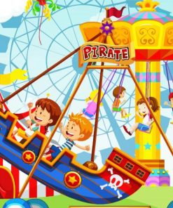 Cartoon Fairground Rides paint by number