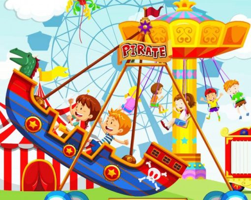 Cartoon Fairground Rides paint by number