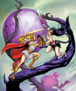 Catra And She Ra Fighting paint by number