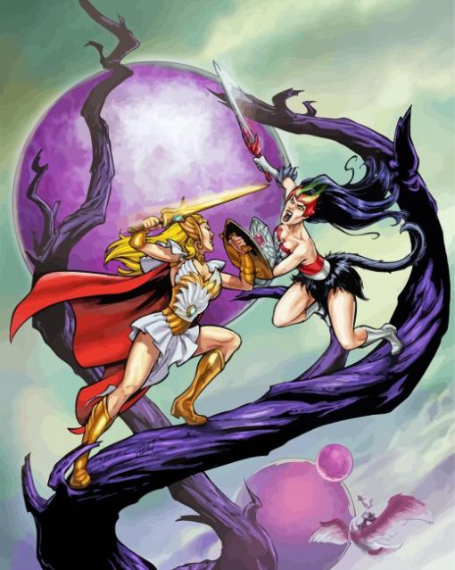 Catra And She Ra Fighting paint by number