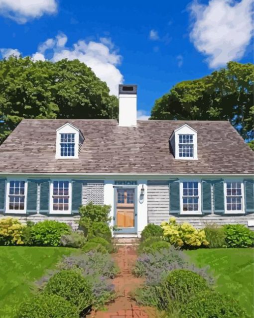 Classic Cape Cod House paint by number