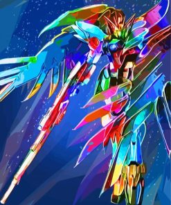 Colorful Gundam Wing paint by number