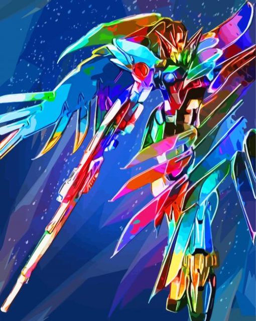 Colorful Gundam Wing paint by number