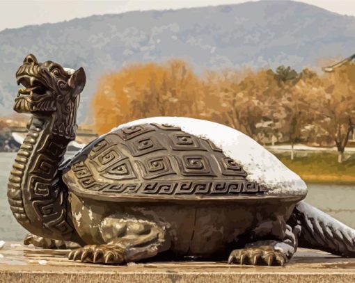 Dragon Turtle In Snow paint by number