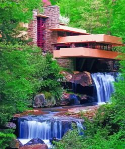 Fallingwaters By Frank Lloyd Wright paint by number