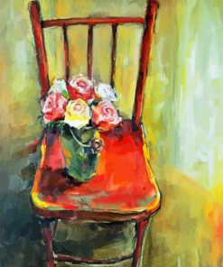 Flowers Vase On A Chair paint by number