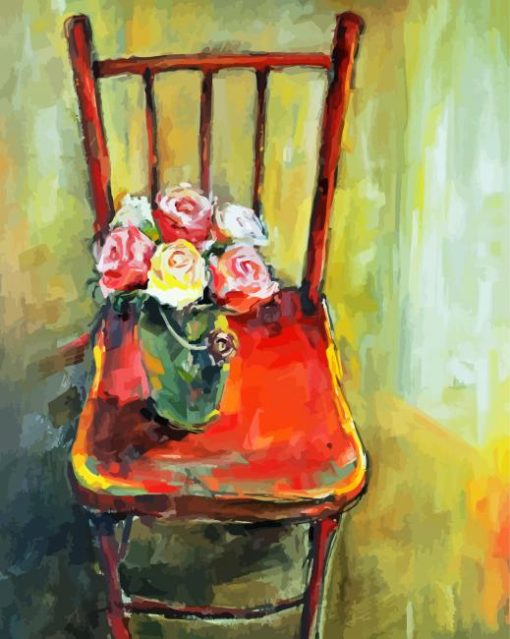 Flowers Vase On A Chair paint by number