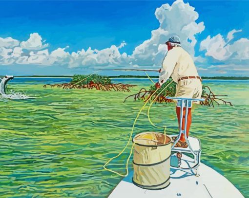 Fly Fishing Man paint by number