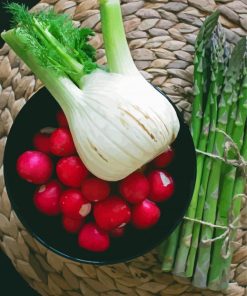 Fresh Asparagus With Radishes And Fennel paint by number