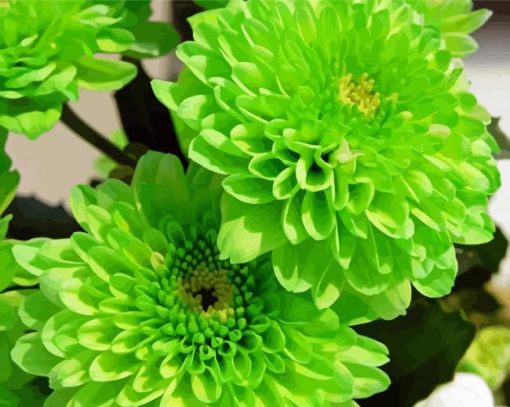 Green Flowers paint by number