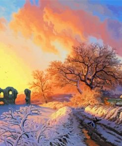 Irish Snowy Scene paint by number