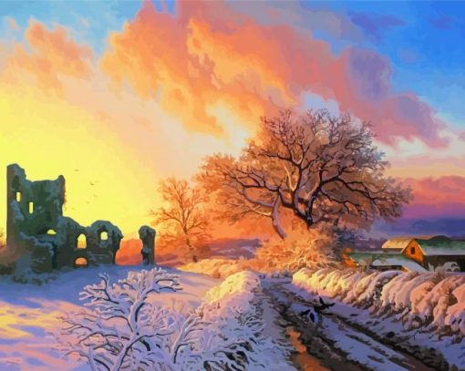 Irish Snowy Scene paint by number