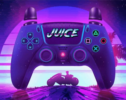 Juice Controller Retro Gaming Neon paint by number