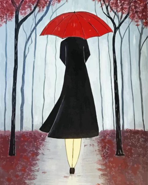 Lady Umbrella Art paint by number