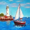 Lighthouse And Sailboat Art paint by number