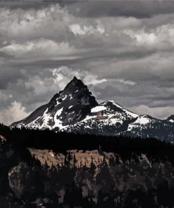 Mountains And Grey Sky paint by number